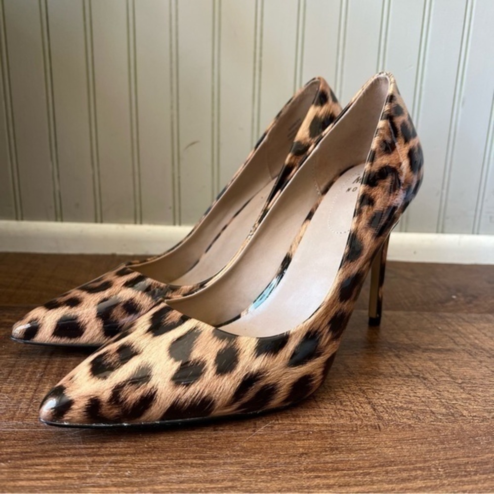 MIT it Animal Print Patent Vegan Leather Glossy Point Toe Stiletto Heels